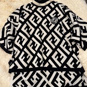 Fendi Black and White Sweater Cardigan